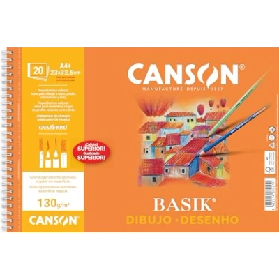 Imagen de Canson Dibujo Basik Recuadro, Álbum Espiral Microperforado, A4+ (23x32,5 cm) 20 Hojas 130g
