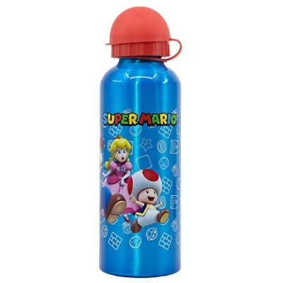 Imagen de Botella de agua infantil reutilizable aluminio 530 ml Super Mario