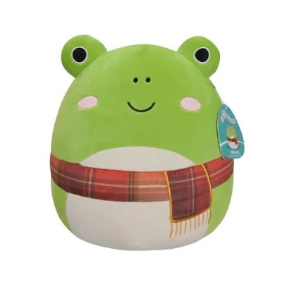 Imagen de Squishmallows Peluche 30cm Wendy Rana Verde con la Bufanda a Cuadros