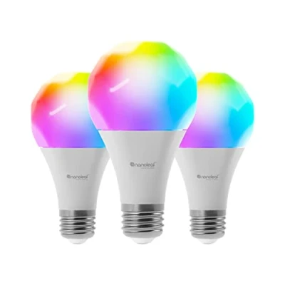 Imagen de Nanoleaf Essentials 3 Bombillas Led E27 RGBW Inteligentes y Regulables Luces 16M Colores Thread &amp; Bluetooth, Compatible con Google Home Apple Homekit, para Decoración Habitación Gaming