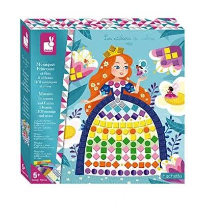 Imagen de Janod Estuche Mosaicos Princesas y Hadas Les Ateliers Du Calme Kit Infantil de Manualidades Creativas Desarrolla la Motricidad Fina Concentración A partir 5 Años, J07962