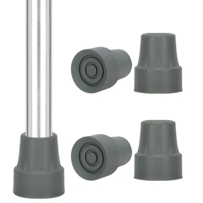 Imagen de supregear Puntas de Goma (Paquete 4), 19 mm Antideslizantes con Insertos Metal Accesorios para Bastón Caminar, Gris