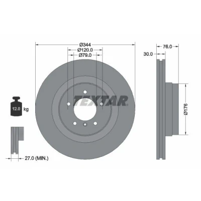 Imagen de TEXTAR PRO 92185103 Disco de freno 344 30 05/06 120 ventilación interna revestido sin perno sujeción rueda, buje rueda