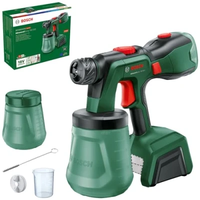 Imagen de Pulverizador de Pintura inalámbrico Bosch AdvancedSpray 18V 500 (para dispersión/látex, Barniz y Barniz; 3 m²/min; 2 recipientes 1200 ml; Sistema 18 V, sin batería)