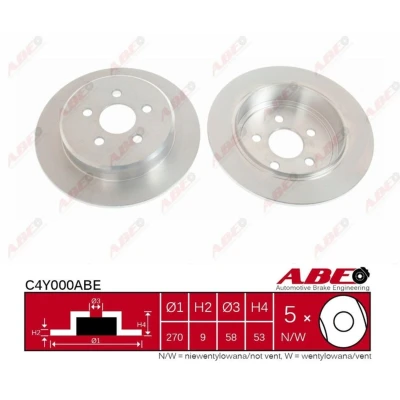 Imagen de ABE C4Y000ABE Disco de freno Eje trasero 270 9,2 5 macizo CHRYSLER: PT Cruiser Familiar, Stratus Berlina, Cabrio