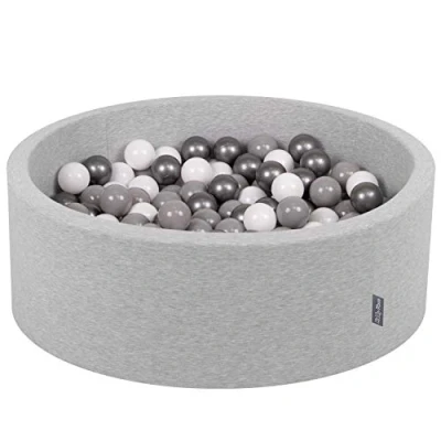 Imagen de KiddyMoon 90X30cm/200 Bolas ∅ 7Cm Piscina De para Ninos Hecha En La UE, Gris Clr:Blanco/Gris/Plata