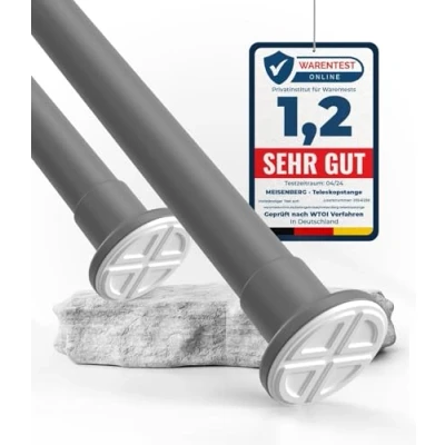 Imagen de MEISENGERG Barras Cortinas Extensibles Sin Taladro Barra Cortina Ducha Extensible Varilla Telescópica a Presión Multifuncional Gris (90 160 cm)