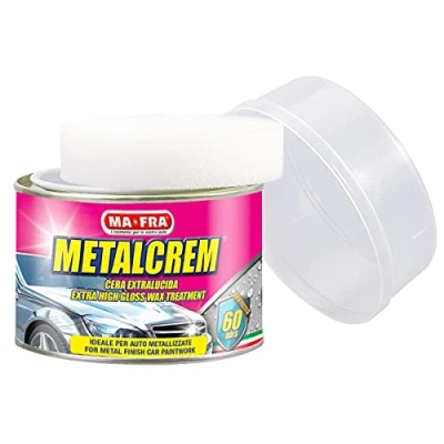 Imagen de Ma Fra, Metalcrem, Crema abrillantadora para carrocerías metálicas, Rica en Ceras sintéticas, CREA una película Protectora, restaura el Color Original de la Pintura, tamaño 250ml