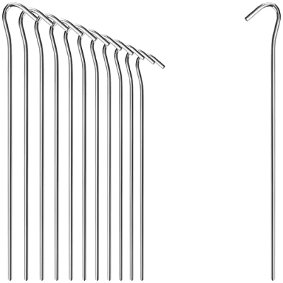 Imagen de com four® 12x Clavijas de Tienda Acero largas y robustas para Acampar Ideales Terreno Normal Ø 5 mm