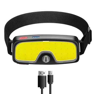 Imagen de ALINUOYQ XPE+COB Linterna frontal LED portátil recargable por USB, 500 lm, para exteriores, camping, senderismo