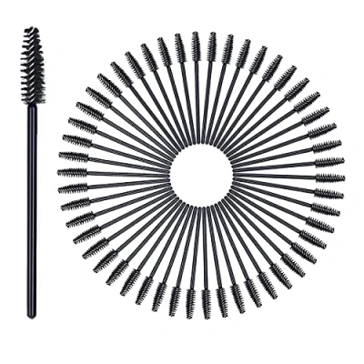 Imagen de zoerbufan Desechables Cepillos de Pestañas 50 unids,Rimel Cepillos,Cepillos Cejas,Brocha para Extensiones (Negro)
