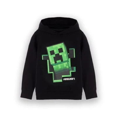 Imagen de Minecraft Sudadera con Capucha para niños Negra gráfico Creeper y Adolescentes Saltador de Sprites del Juego diseño Bloque desplegable