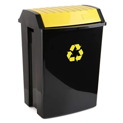 Imagen de Tatay Cubo de Reciclaje, 50 L Capacidad, Tapa Basculante, Polipropileno, Libre BPA, Anti UVA, Color Amarillo, Medidas 40.5 x 33.5 57.5 cm