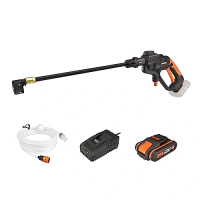 Imagen de WORX Hidrolimpiadora a batería Hydroshot 20 V WORX, PowerShare, WG620E, 1 2Ah, portátil, Color Negro y Naranja