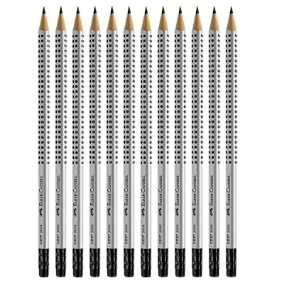 Imagen de Faber Castell 117200 Caja con 12 lápices de colores grafito Grip goma borrar, graduación HB