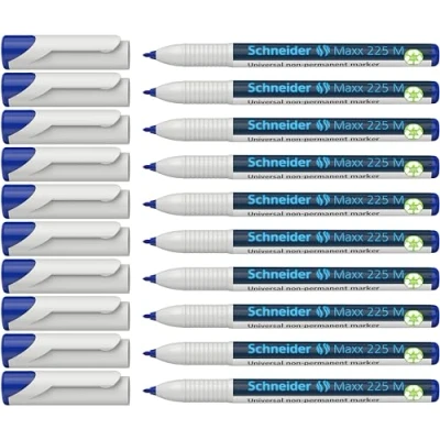 Imagen de Schneider Maxx 225 M Rotulador universal (no permanente, borrado en húmedo, 1,0 mm, 10 unidades), color azul