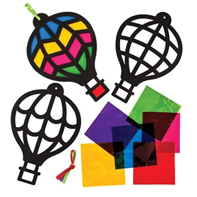 Imagen de Baker Ross Kits de globos aerostáticos decorativos con efecto cristal tintado (Pack 6) Actividad manualidades infantiles para montar y exhibir