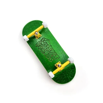Imagen de SPITBOARDS 34 mm Fingerboard Complete Wood Pro Set Up (Pre Assembled, 5 Layers), Trucks, CNC Bearing Wheels, Foam Grip Tape, (Deck: Green, Trucks: Yellow, Wheels: White)