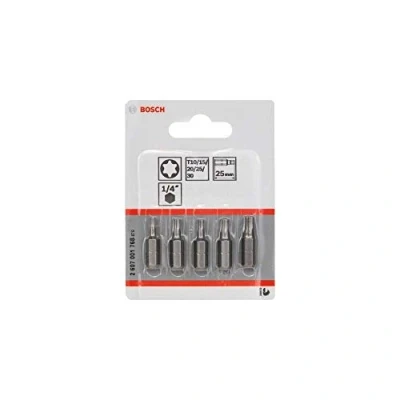 Imagen de Bosch 2 607 001 768 Set de 5 puntas atornillar extraduras (Torx®) T 10; 15; 20; 25; 30; 25 mm (pack 5)
