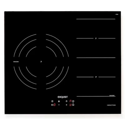Imagen de Exquisit® Placa induccion flexible con función booster, vitroceramica 3 zonas de cocción, temporizador, control táctil, apta para vitrocerámica, fácil limpiar, marco acero inoxidable.
