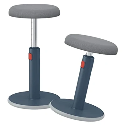 Imagen de Leitz 65180089 Taburete Ergo Cosy Active, Ergonómico para Trabajar de Forma Flexible Pie o Sentado, Con Base Redondeada, Altura Ajustable 45 a 79 cm, Gris Terciopelo