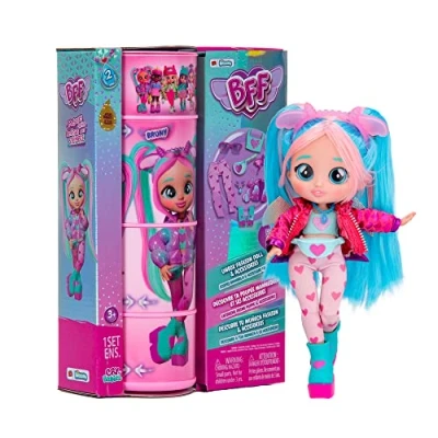 Imagen de BFF BY BEBÉS LLORONES S2 Bruny Muñeca Fashion Coleccionable con Pelo Largo, Ropa de Tela y 10 Accesorios Juguete Regalo para niñas niños +5 Años