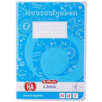 Imagen de Herlitz 201509, Aufgabenheft A5, papel libre de madera, 80 g/m², 48 hojas, blanco
