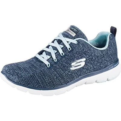 Imagen de Skechers Flex Appeal 3.0 High Tides, Zapatillas Mujer, Multicolor Nvbl Black Charcoal Knit Mesh Trim, 37 EU