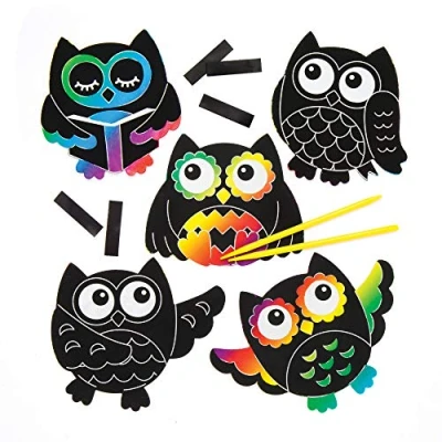 Imagen de Baker Ross Imanes Para Rascar com Forma de Búho (Pack 10), Ideales Manualidades Infantiles