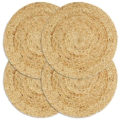 Imagen de vidaXL 4X Manteles Individuales Lisos Redondos de Yute Mantelería Ropa Casa Cocina Suaves al Tacto Cómodos Piezas Únicas Prácticas Natural 38cm
