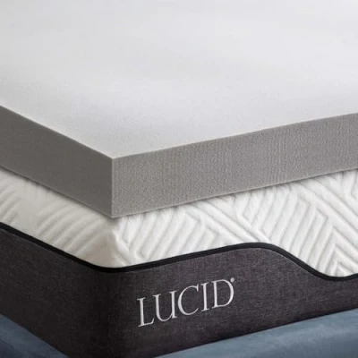 Imagen de LUCID Sobrecolchon viscoelastico 180x200 cm Con partículas de Carbón Bambú Grosor 10 Topper para colchon