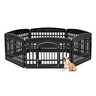 Imagen de Iris Ohyama Parque para Perros con 6 Paneles, H60cm, Negro, Puerta Cerradura, Jaula Gatos, Vallas, Corralito, Interiores, Exteriores, Conejo, Cercado, Corral Perro, CI 606E