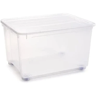 Imagen de AC Caja de ordenación plástico Transparente N.º 19 Contenedor para almacenar Juguetes, Libros, Ropa, Mantas Capacidad 160 litros Dimensiones Aprox.: 56 x 80 51,5 cm