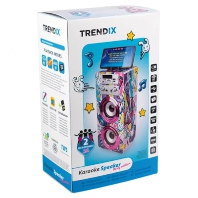 Imagen de WORLD BRANDS Karaoke Incluye 2 micrófonos Equipado con un asa, una Base para apoyar el móvil, Ranuras memorias USB y Micro SD, Radio FM Bluetooth, Multicolor (1)
