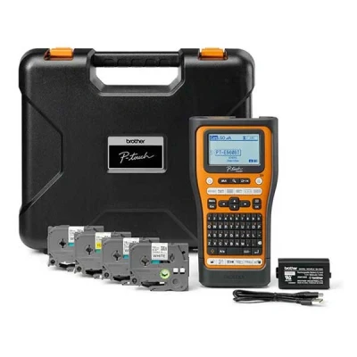 Imagen de Brother PTE560BTSP. Rotuladora electrónica Profesional con conexión PC y Bluetooth para electricistas e instaladores. Corte de Cinta automático. Teclado QWERTY. 4 Cintas Incluidas.