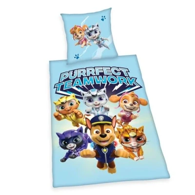 Imagen de Herding Juego de Cama (Funda nórdica 135 x 200 cm y Funda Almohada 80 cm, 100% algodón), diseño La Patrulla Canina