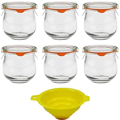 Imagen de Viva Haushaltswaren Gabriele Hesse e.K. 6 tarros de cristal redondo en forma tulipán, 370 ml, incluye accesorios