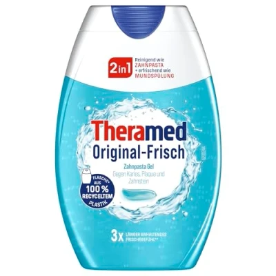 Imagen de THERAMED Fresco original 2 en 1, limpia como pasta de dientes + refrescante enjuague bucal, 75 ml
