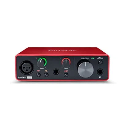 Imagen de Interfaz de audio USB Scarlett Solo 3.ª gen. Focusrite para guitarristas, cantantes y productores, con todo el software necesario grabar componer un sonido estudio