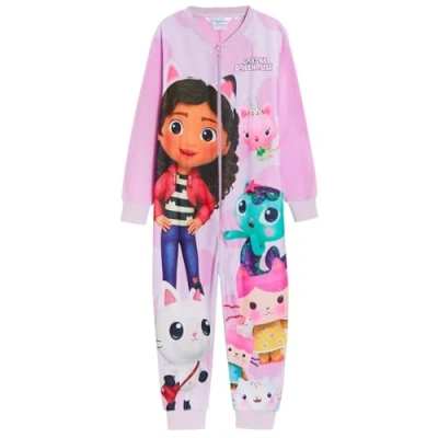 Imagen de Gabby&#039;s Dollhouse pijama Gabby todo en uno para niñas, de forro polar cálido descansar, rosa, 3 4 Años