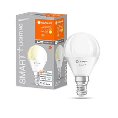 Imagen de LEDVANCE Smarte LED Lampe mit WiFi Technologie, Sockel E14, Dimmbar, Warmweiß (2700 K), ersetzt Glühlampen 40 W, SMART+ Mini Bulb Dimmable, 1er Pack