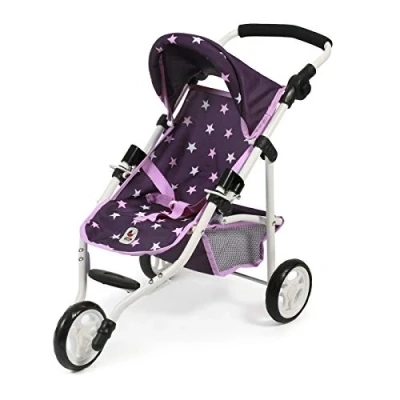 Imagen de Bayer Chic 2000 Jogging Buggy Lola, Cochecito de muñecas, Color Estrellas púrpura, 70 x 33 62 cm (612)