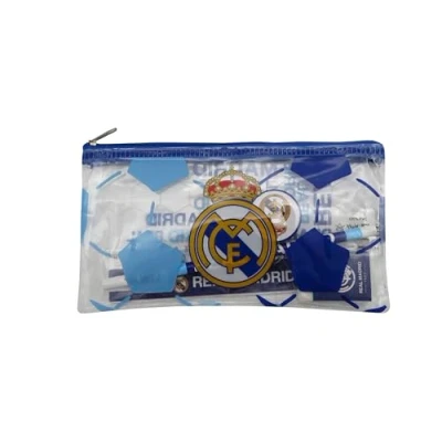 Imagen de CyP Brands Real Madrid, Set de Papelería, Escritura, Regla, Goma Borrar, Sacapuntas, Estuche, Lápiz, Color Blanco, Producto Oficial