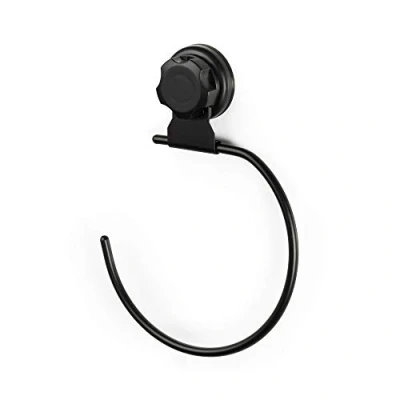 Imagen de Compactor Toallero aro para colgar en la pared, Gama Bestlock Black, Fijación mediante ventosa, Fabricados acero mate, Color negro, Tamaño: 16 X 2.5 22 cm, Soporta hasta 3 kg, RAN9783