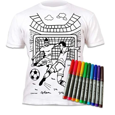 Imagen de Splat Planet Camiseta FÚTBOL para niños. con impresión Pintar y Colorear. Incluye 10 Colores mágicos Lavables. Cumpleaños Infantil (7 8 años)
