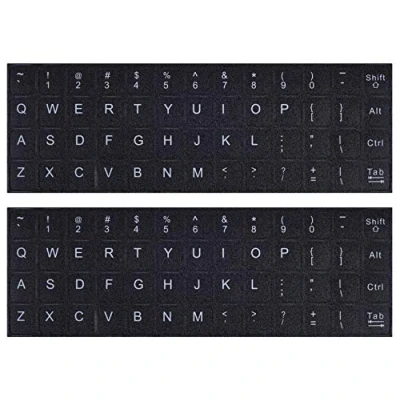 Imagen de [2pcs Lot] universel anglais clavier Stickers, fond noir blanc avec lettrage Autocollant de pour ordinateur portable bureau claviers