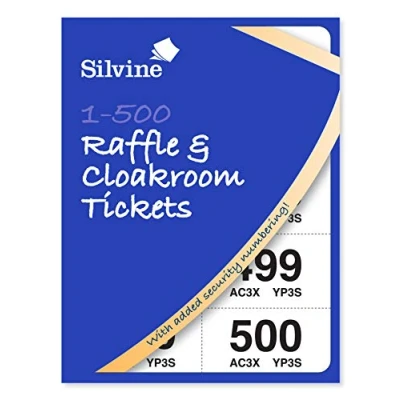 Imagen de Silvine Tickets para guardarropa o rifa, numerados del 1 al 500 con numeración de seguridad, referencia CRT5555, individual