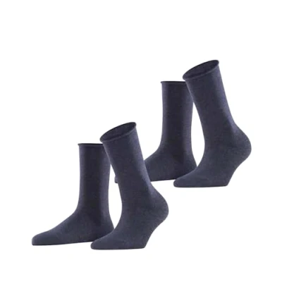 Imagen de ESPRIT Basic Pure 2 Pack W SO algodón unicolor pares, Calcetines Mujer, Azul (Navy Blue Melange 6490), 35 38