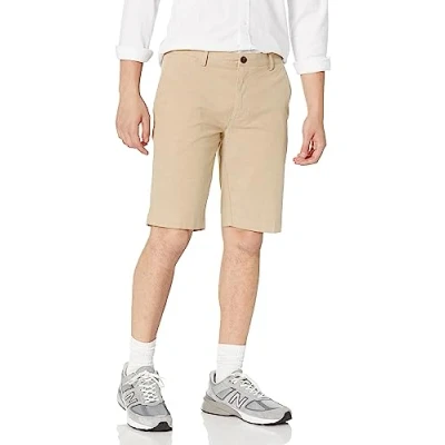 Imagen de Amazon Essentials Pantalón Corto Oxford Elástico, Cómodo, Ligero, de 28 Cm y Ajuste Entallado (Previamente Goodthreads) Hombre, Marrón Caqui, 36W