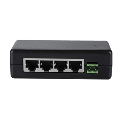 Imagen de Inyectores PoE, DC 12V 48V Adaptador de Corriente PoE 4 Puertos Inyector Fuente alimentación Ethernet para cámara IP, Soporte PC/Hub/Switch/Router
